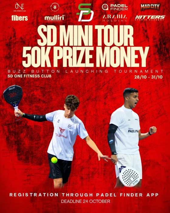 SD Mini Tour poster: 50K prize money, 28 to 31 October at SD One Fitness Club, deadline 24 October